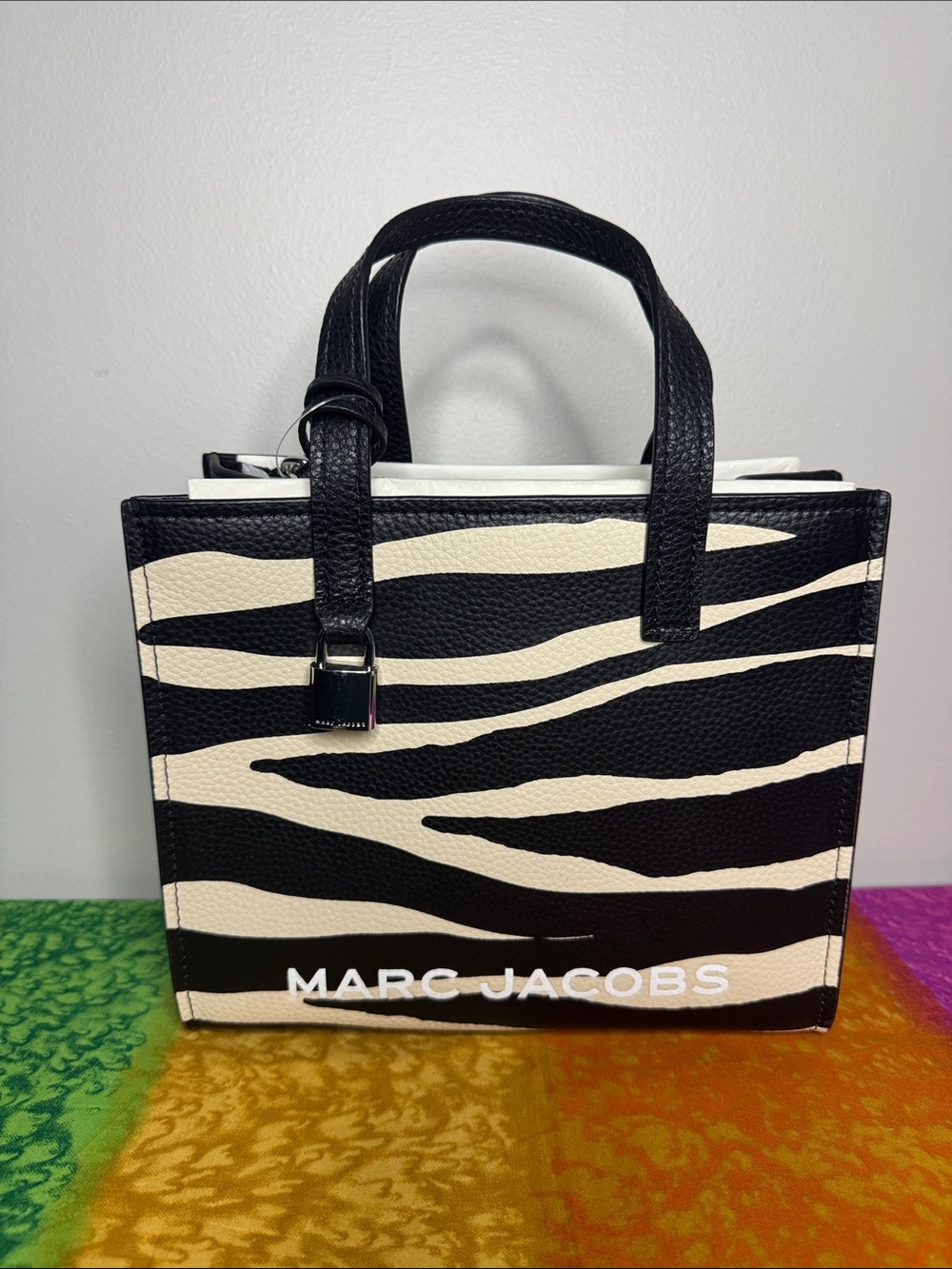 🌹NWT Marc Jacobs Black and White Zebra-Print Small Tote🌹